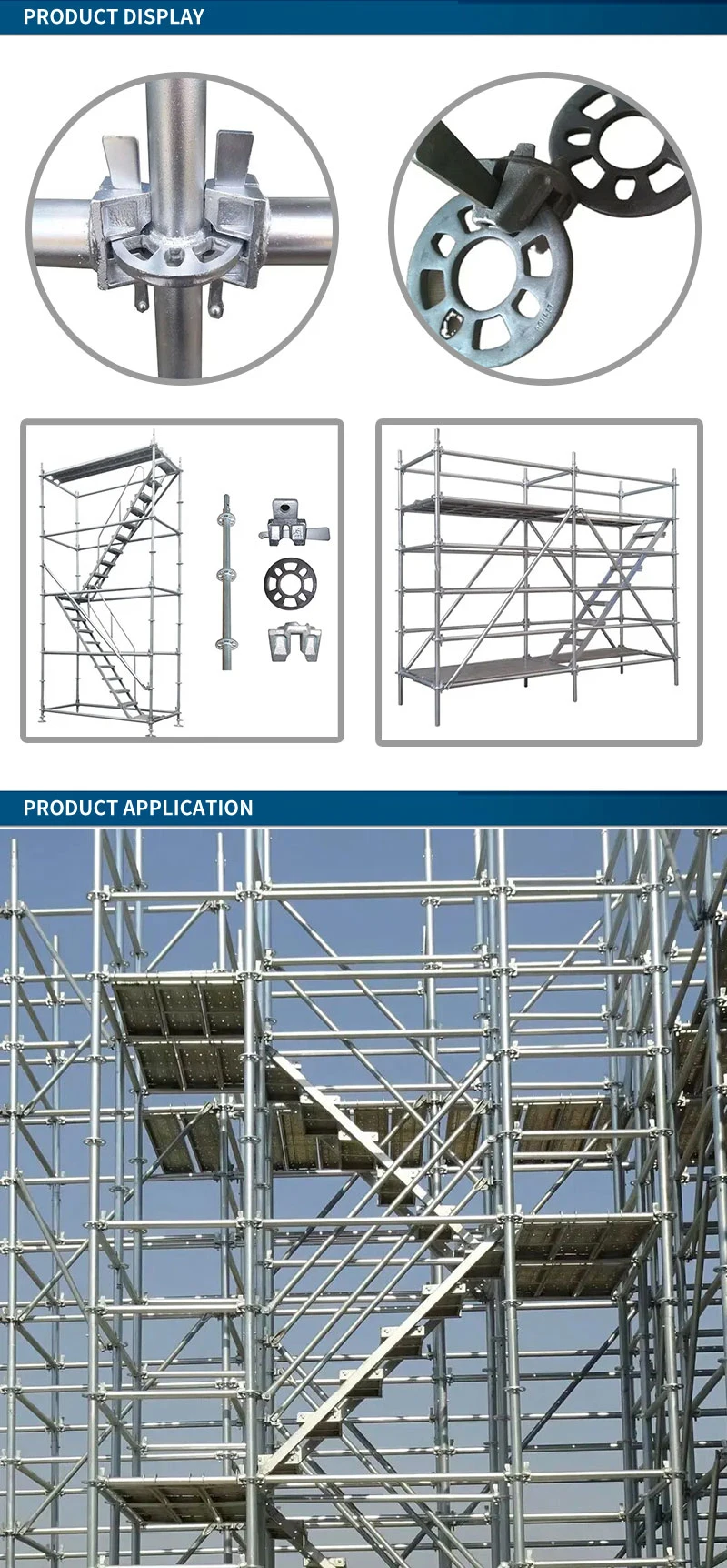 Construction Adjustable Galvanized Metal Aluminum Layer Ringlock Scaffolding System