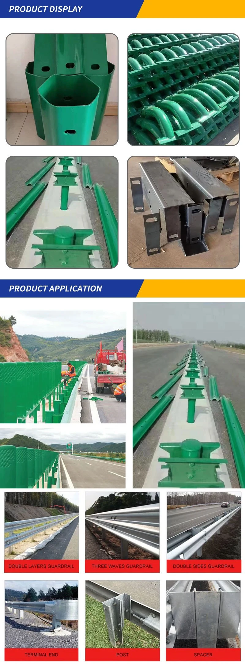High Strength Q235 Q345 Steel Guardrail Anti Collision Highway Guardrail Safety Barriers
