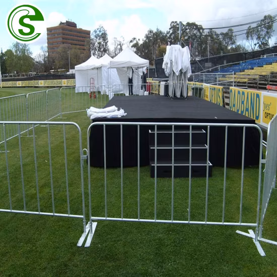 Safety Metal Temporary Pedestrian Barricades Crowd Control Stage Barriers with Cross/Bridge Feet